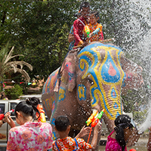 Songkran is a three-day celebration that marks the  Buddhists' new year in Thailand.